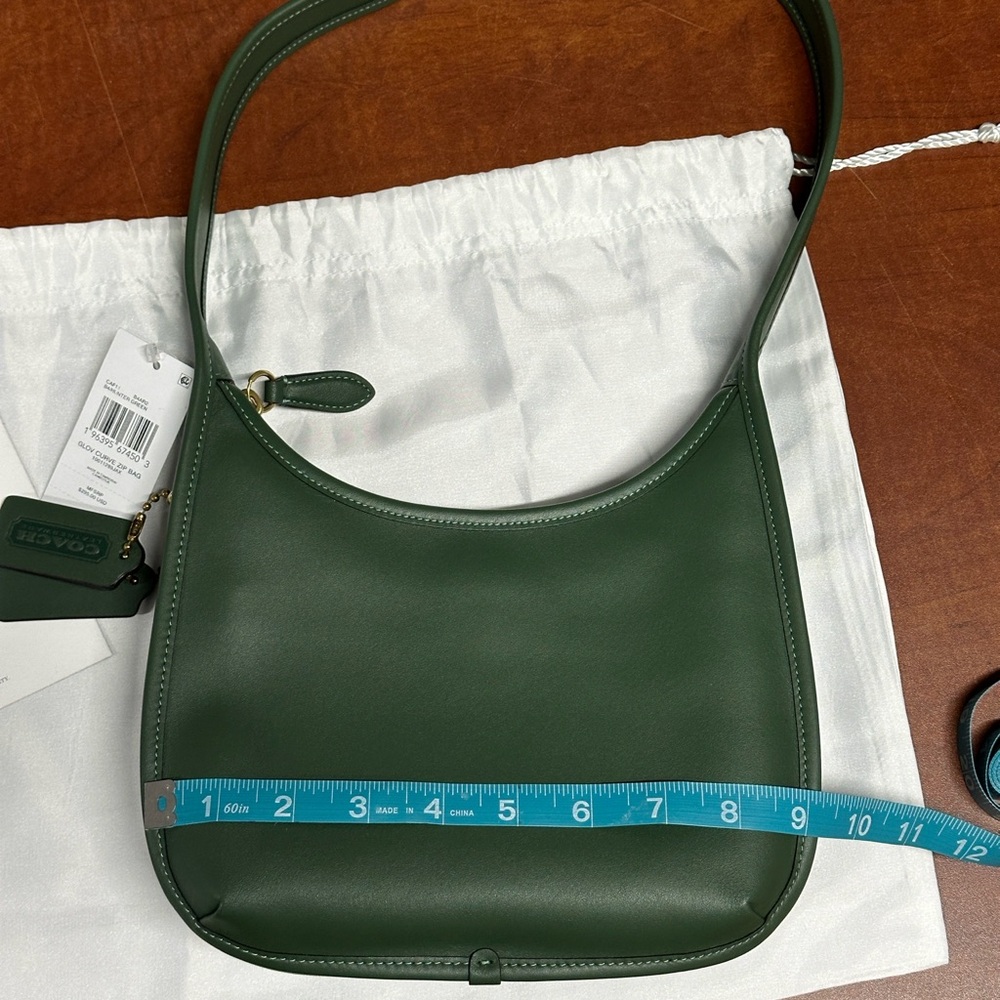 Coach Curve Zip Bag Smooth Leather Green | NWT | Authentic - Picture 9 of 11